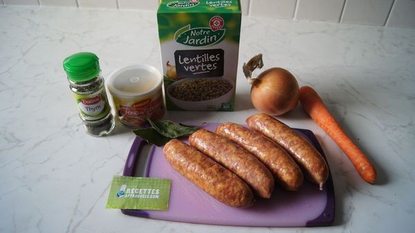 Lentilles, saucisses et lard fumé - Recette i-Cook'in