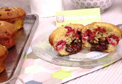 Muffins chocolat pistaches et framboises - Claire D.
