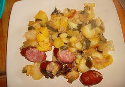 gratin de saison : pomme de terre, poireaux, saucisse - Gratienne F.