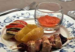 Brochettes de veau mariné, tian de légumes au chèvre  - Christine L.