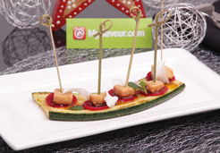 Pics de foie gras snacké, courgette - 