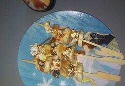Brochette banane fambées et popcorn - Touria K.