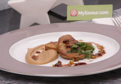 Foie gras poêlé, vinaigrette aux cranberries, purée de châtaignes - MARIE BRIZARD