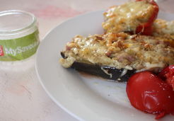 Aubergines farcies coquillettes et jambon - Marina S.