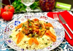 Tajine de poulet aux olives, à la tomate et au citron confit, pappardelle de carottes au cumin - CIRIO