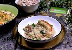 Boudins blancs aux champignons forestiers sauce crémeuse au safran - 