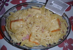 Gratin de macaronis façon tarti-raclette au bacon - rapide - Aurélie C.