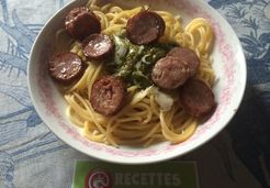 Pâtes pesto et saucisse de Montbéliard  - Adeline A.