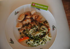 Petits pois, riz, carottes, poulet - Solen L.