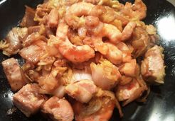 Poêlée de Choux Chinois aux Crevettes, saumon & sauce soja - Nadège D.