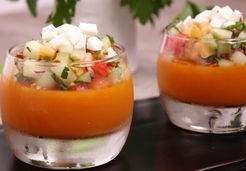 Panna cotta au gazpacho de melon et son tartare de légumes à la pistache - CREALINE