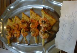 Gambas en brochette de citronnelle sur toast de crevettes  - Anne-sophie P.