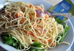 Spaghetti au saumon, oignon rouge et roquette - Christine L.