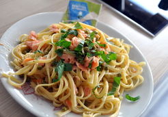 Linguines au saumon fumé et petits pois - Christine L.