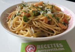 Spaghetti aux crevettes et asperges vertes - Adeline A.