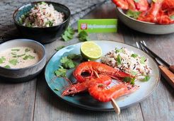 Brochettes de crevettes au lait de coco et coriandre - CRUSTA'C