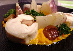Ballotine de volaille au foie gras, mousseline de carottes, navets glacés et marrons - LIDL