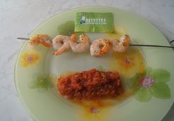 Brochettes de crevettes et son concassé de tomates  - Celine T.